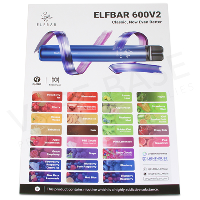 Elf Bar 600 V2 - A4 Flavour Menu