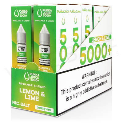 Lemon & Lime Nic Salt E-Liquid by Pukka Juice 5000+