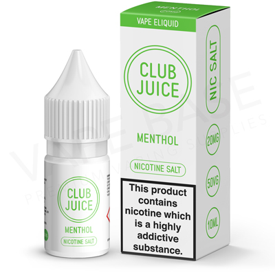 Menthol Nic Salt E-Liquid by Club Juice