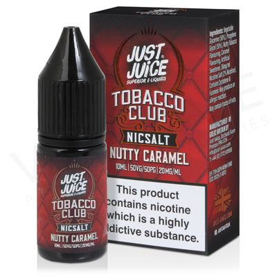Nutty Caramel Nic Salt E-Liquid by Just Juice Tobacco Club