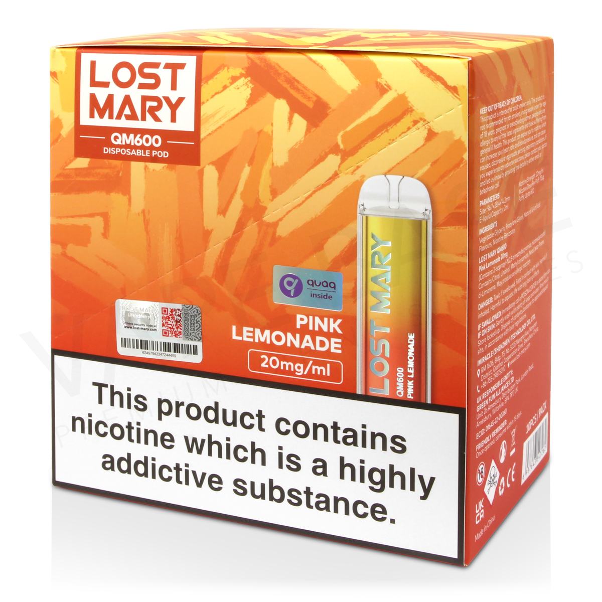 Pink Lemonade Lost Mary QM600 Disposable Vape