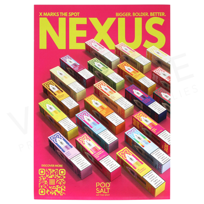 Pod Salt Nexus Tall Box - A4 Flavour Menu Flyer