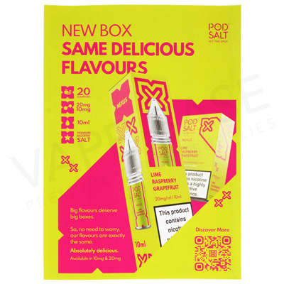 Pod Salt Nexus Tall Box - A5 Flavour Menu Flyer