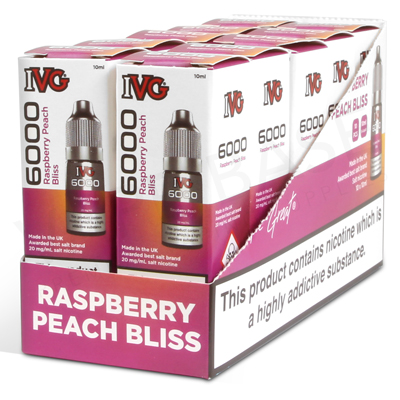 Raspberry Peach Bliss Nic Salt E-Liquid by IVG 6000 Salts